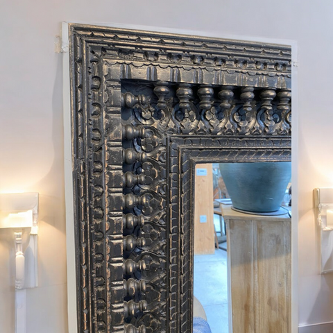 Black Hand Carved Wall Mirror