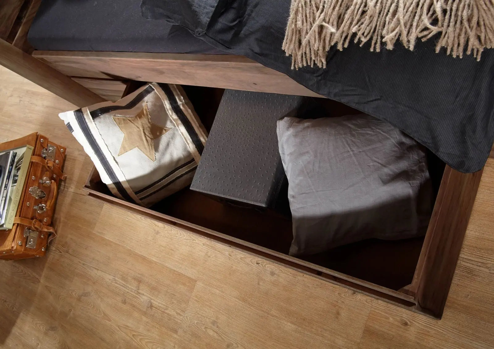 Bed with drawer Sheesham 180x200x90 walnut Bed 180cm x 200cm bed jlhomedecor2021.myshopify.com