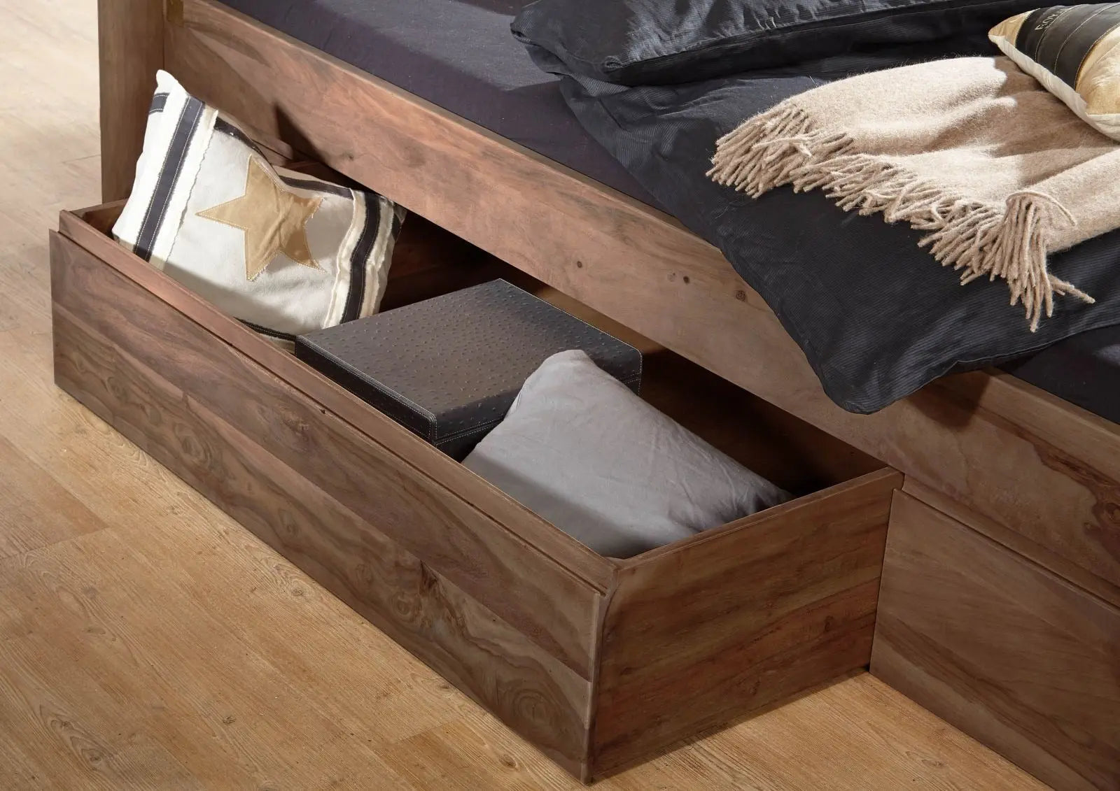 Bed with drawer Sheesham 180x200x90 walnut Bed 180cm x 200cm bed jlhomedecor2021.myshopify.com