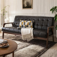 Wooden Black Leather Sofa |black couch sofa|black leather|black leather sofa set|black sofa set|black couch set|sofa|3 seater sofa|wooden sofa|living room sofa,