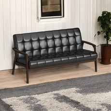 Wooden Black Leather Sofa |black couch sofa|black leather|black leather sofa set|black sofa set|black couch set|sofa|3 seater sofa|wooden sofa|living room sofa,