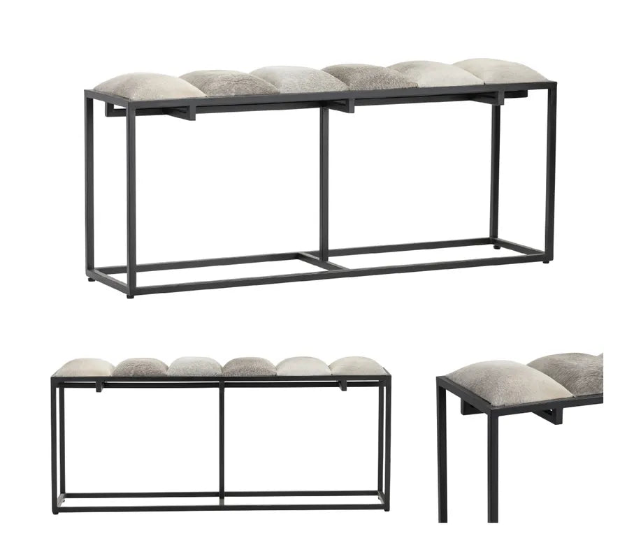 Black metal bench