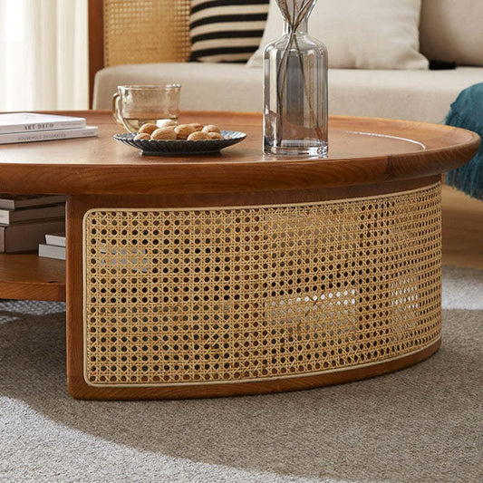 "Modern rattan coffee table paired with a stylish cane coffee table, showcasing intricate designs. Wooden center table design with a glass top, square center table design, and nesting coffee table options displayed. Featuring coffee tables with stools, small coffee tables for compact spaces, and elegant round coffee table designs. Highlighting modern tea table design, wooden centre table for living room, and coffee table with storage. The setup includes sofa table with glass, small table for living room, an