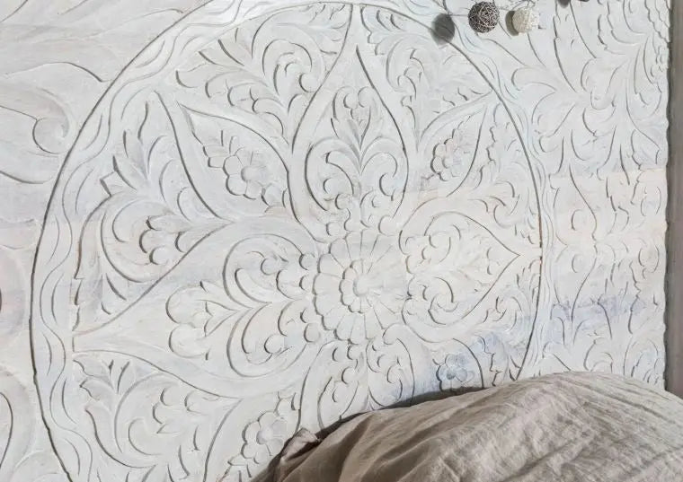 Carved Bed Mango 180x200 white Bed 180cm x 200cm carved bed jlhomedecor2021.myshopify.com