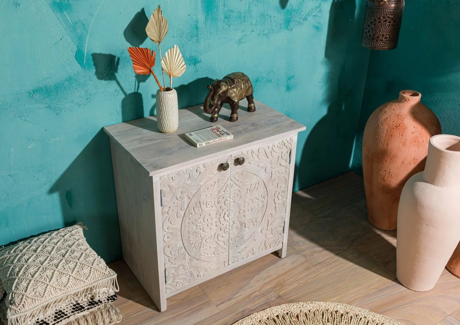 Carved Dresser Mango 80x48x78 white Cabinet 80cm x 48cm x 78cm carved dresser jlhomedecor2021.myshopify.com
