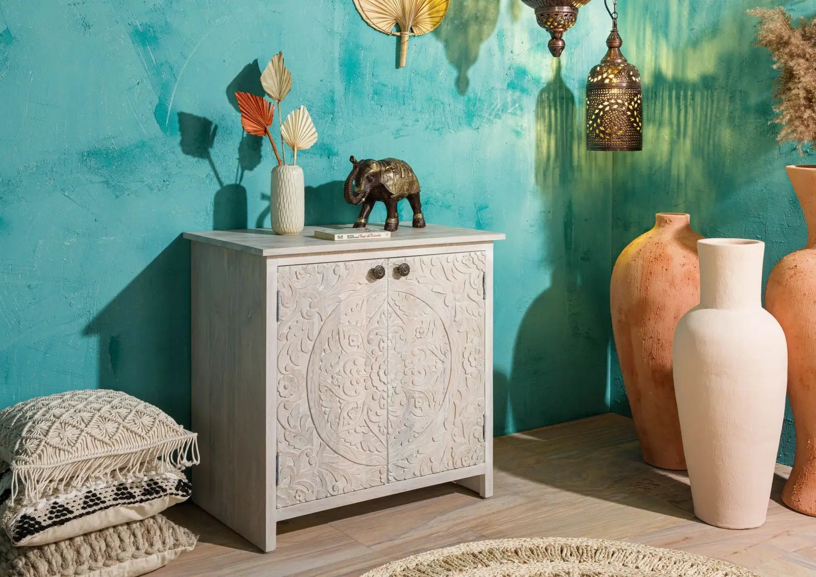 Carved Dresser Mango 80x48x78 white Cabinet 80cm x 48cm x 78cm carved dresser jlhomedecor2021.myshopify.com