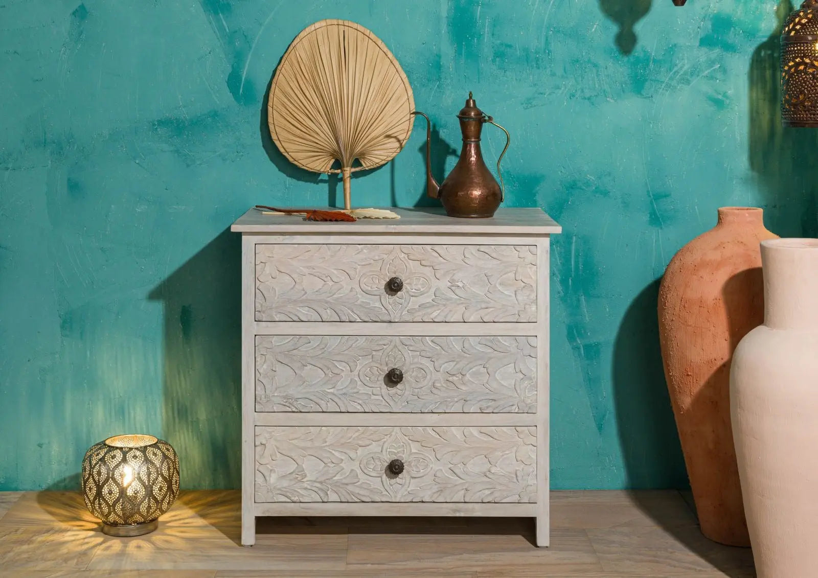 Carved Dresser Mango 80x48x78 white Dressing Table 80cm x 48cm x 78cm carved dresser jlhomedecor2021.myshopify.com
