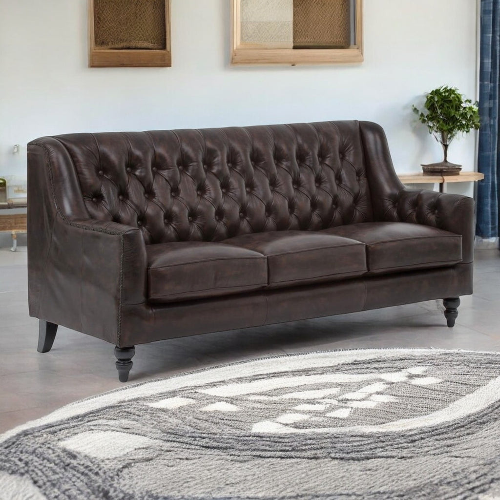 Brown Leather Set Of Three Sofas|sofa,living room sofa|couch|leather sofa|brown sofa|sofa set|3 seater sofa|leather reclining sofa,