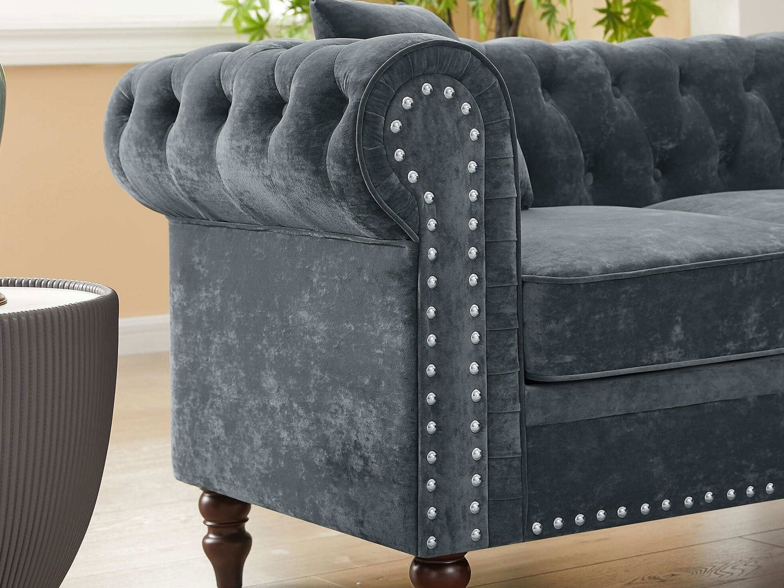 Chesterfield L-Shape Sectional Sofa | Handcrafted Living Room Seating | J.L.HOME DECOR
