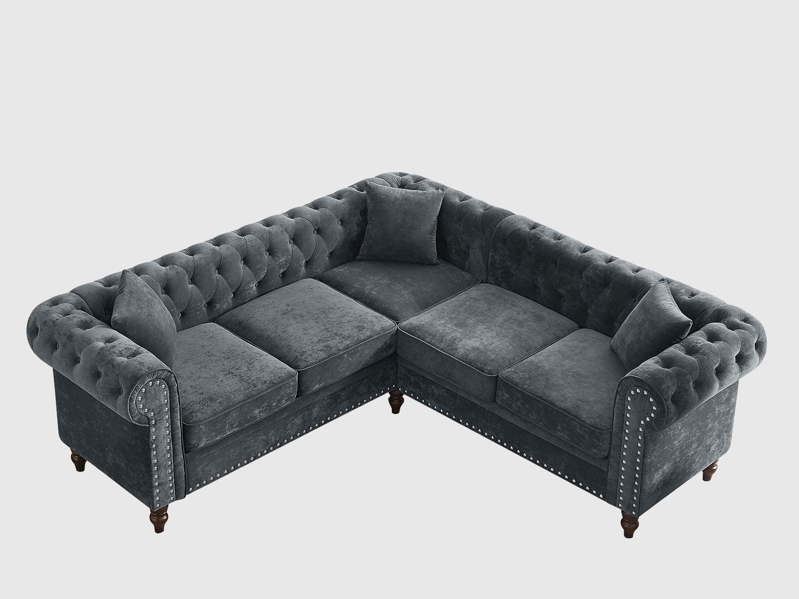 Chesterfield L-Shape Sectional Sofa | Handcrafted Living Room Seating | J.L.HOME DECOR