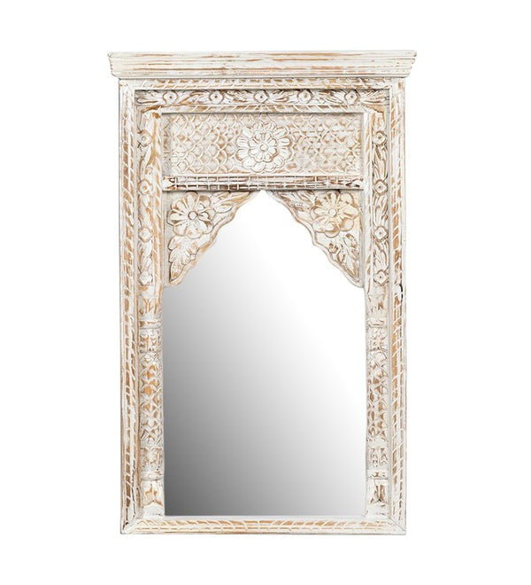 Decorative Wall Mirror - Ornate Mango Wood Frame with Distressed Finish