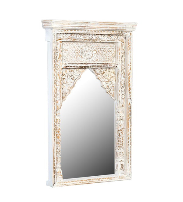 Decorative Wall Mirror - Ornate Mango Wood Frame with Distressed Finish