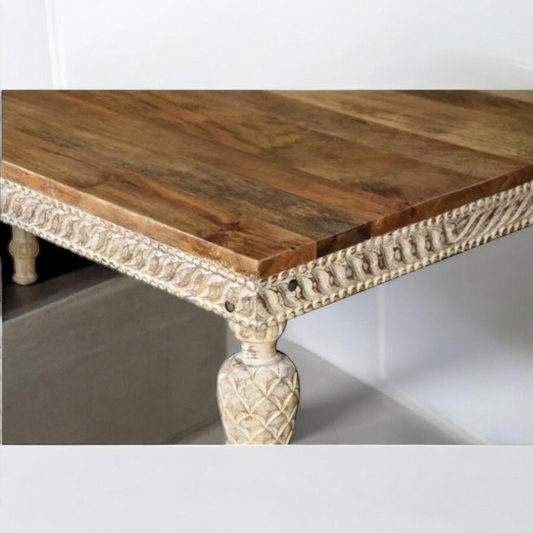 Natural Top Hand Carving Dining Table