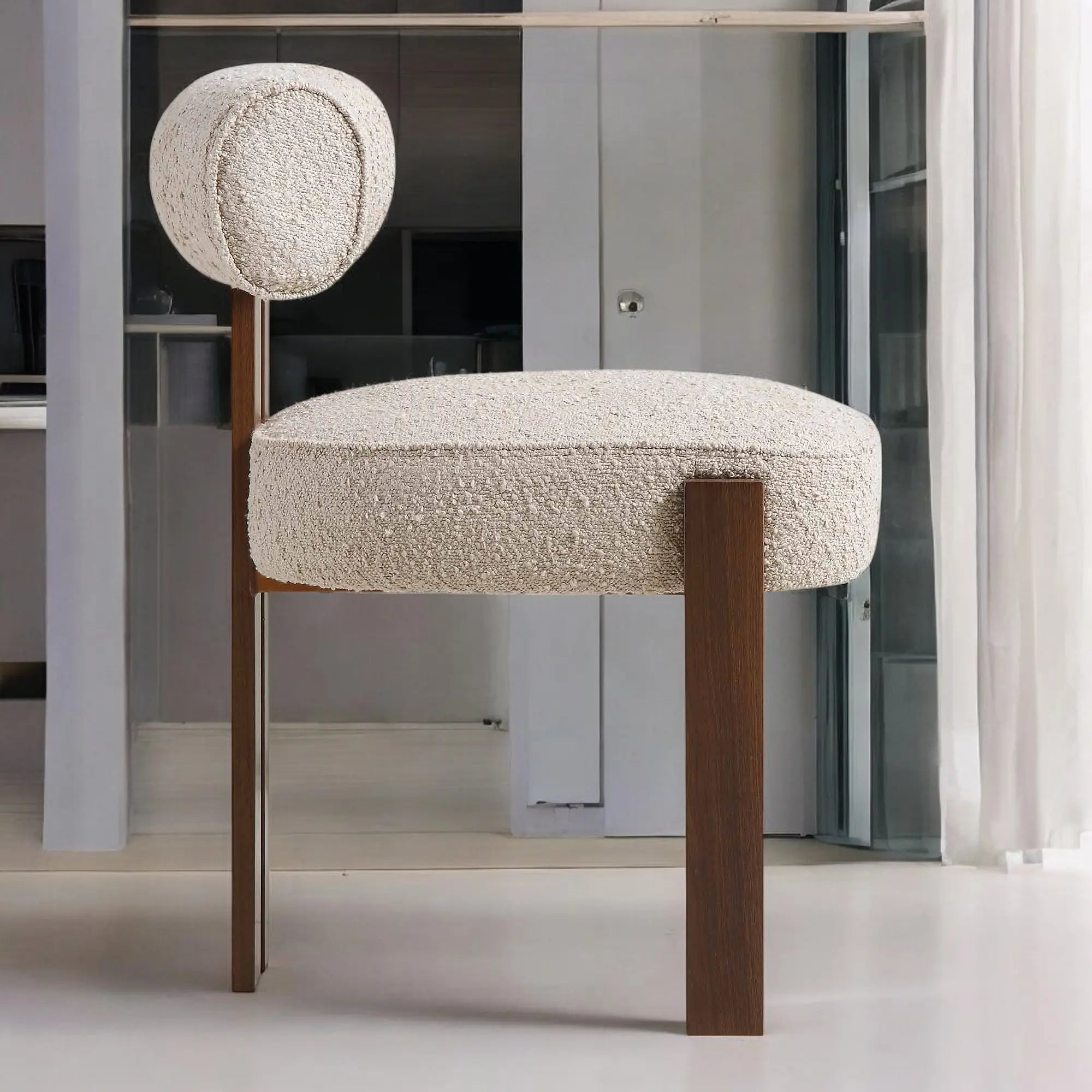 Boucle upholstery Chair - Dining chair - wooden chair Chair  4 seater dining table with chairs jlhomedecor2021.myshopify.com