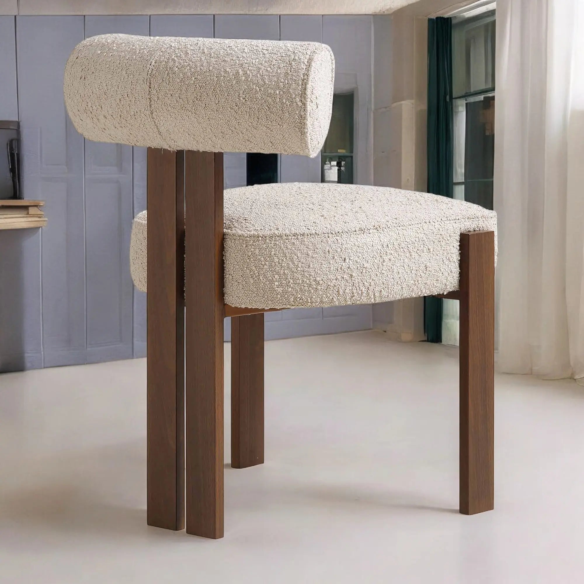 Boucle upholstery Chair - Dining chair - wooden chair Chair  4 seater dining table with chairs jlhomedecor2021.myshopify.com