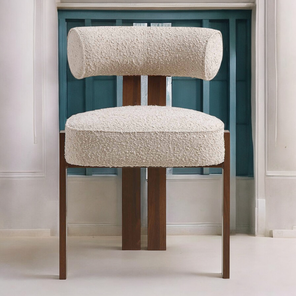 Boucle upholstery Chair | Dining chair | wooden chair | living room chairs | wooden chair design | cafe chairs | accent chairs