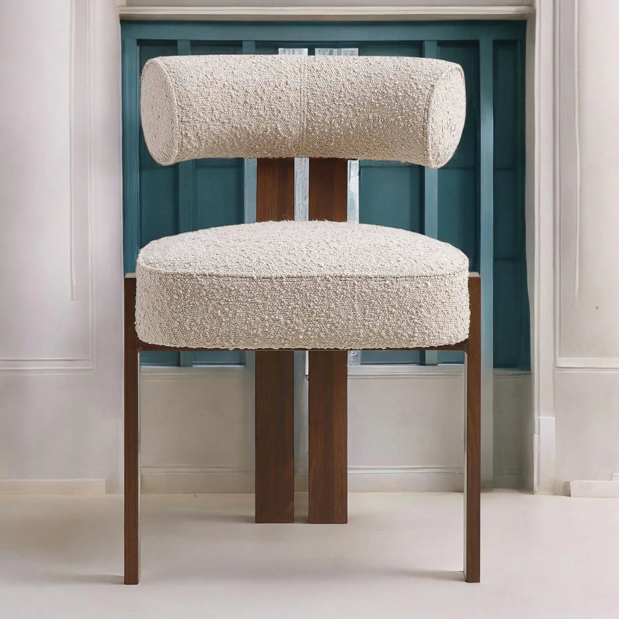 Boucle upholstery Chair - Dining chair - wooden chair Chair  4 seater dining table with chairs jlhomedecor2021.myshopify.com