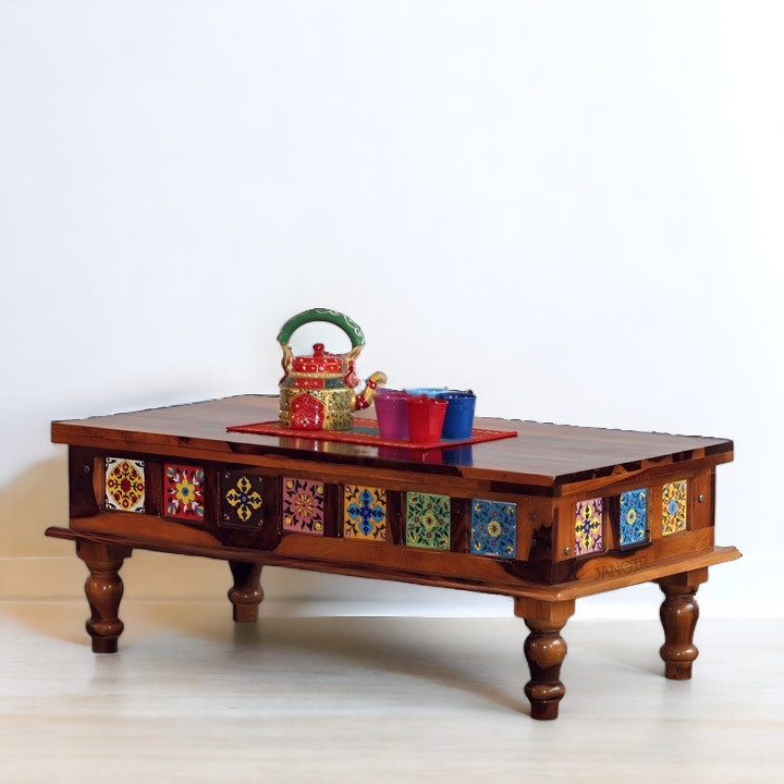 mid century coffee table/center table for living room/Coffee Table Rajasthani art Solid  Wood