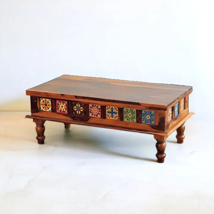 mid century coffee table/center table for living room/Coffee Table Rajasthani art Solid  Wood coffee table  antique finish jlhomedecor2021.myshopify.com