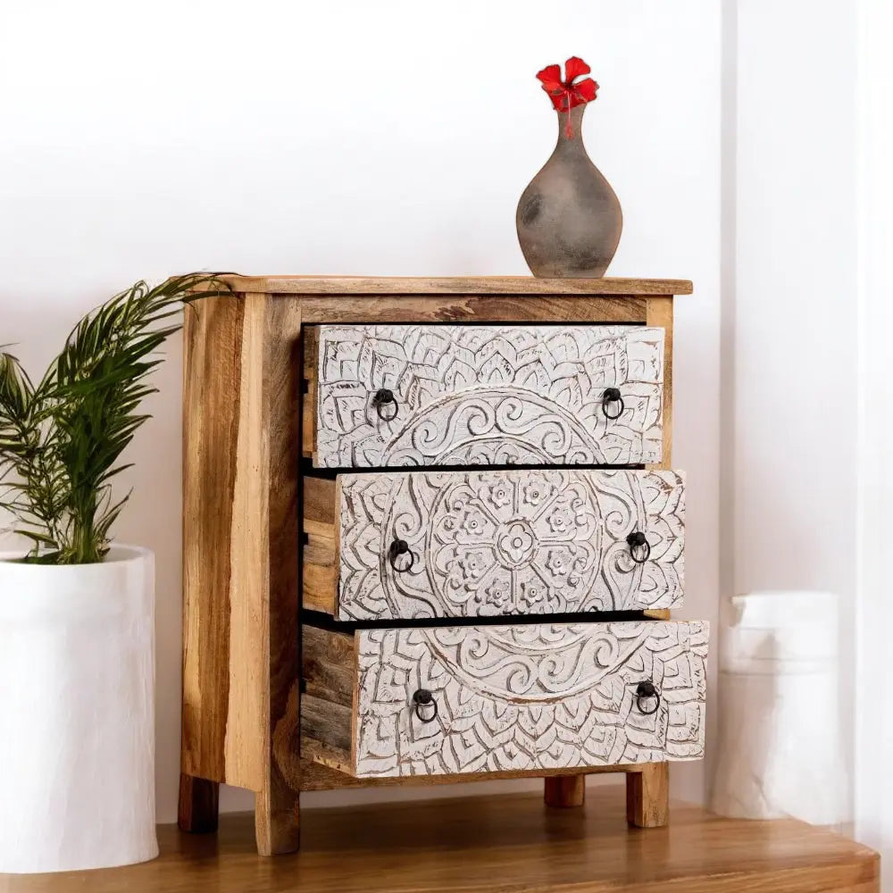 Rustic Three-Drawers Cabinet - white cabinet cabinet  antique white cabinets jlhomedecor2021.myshopify.com