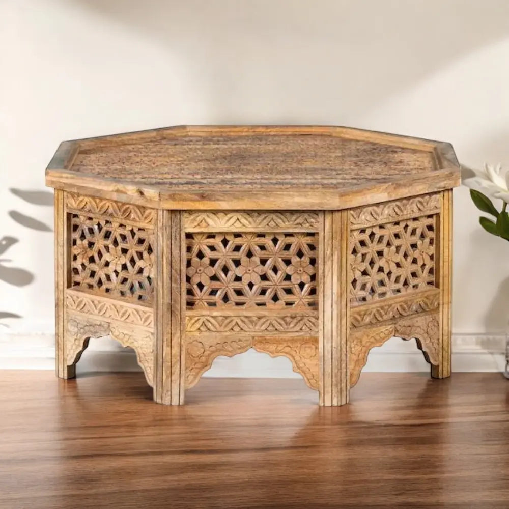Natural Wood Coffee Table: Organic Aesthetic - Carved Wooden Coffee Table: Artistic Craftsmanship - Natural Round Coffee Table Hand Carving coffee table  artisan craftsmanship jlhomedecor2021.myshopify.com