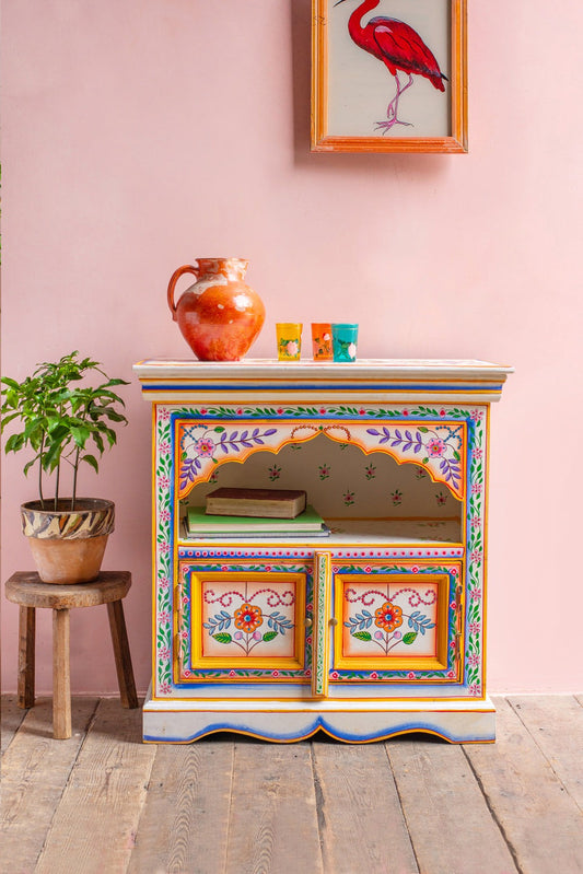 Indian Wooden Handmade Hand Painted Bedside Cabinet / SideBoard Table, Home Decor Table,Bedroom Table, Side Table