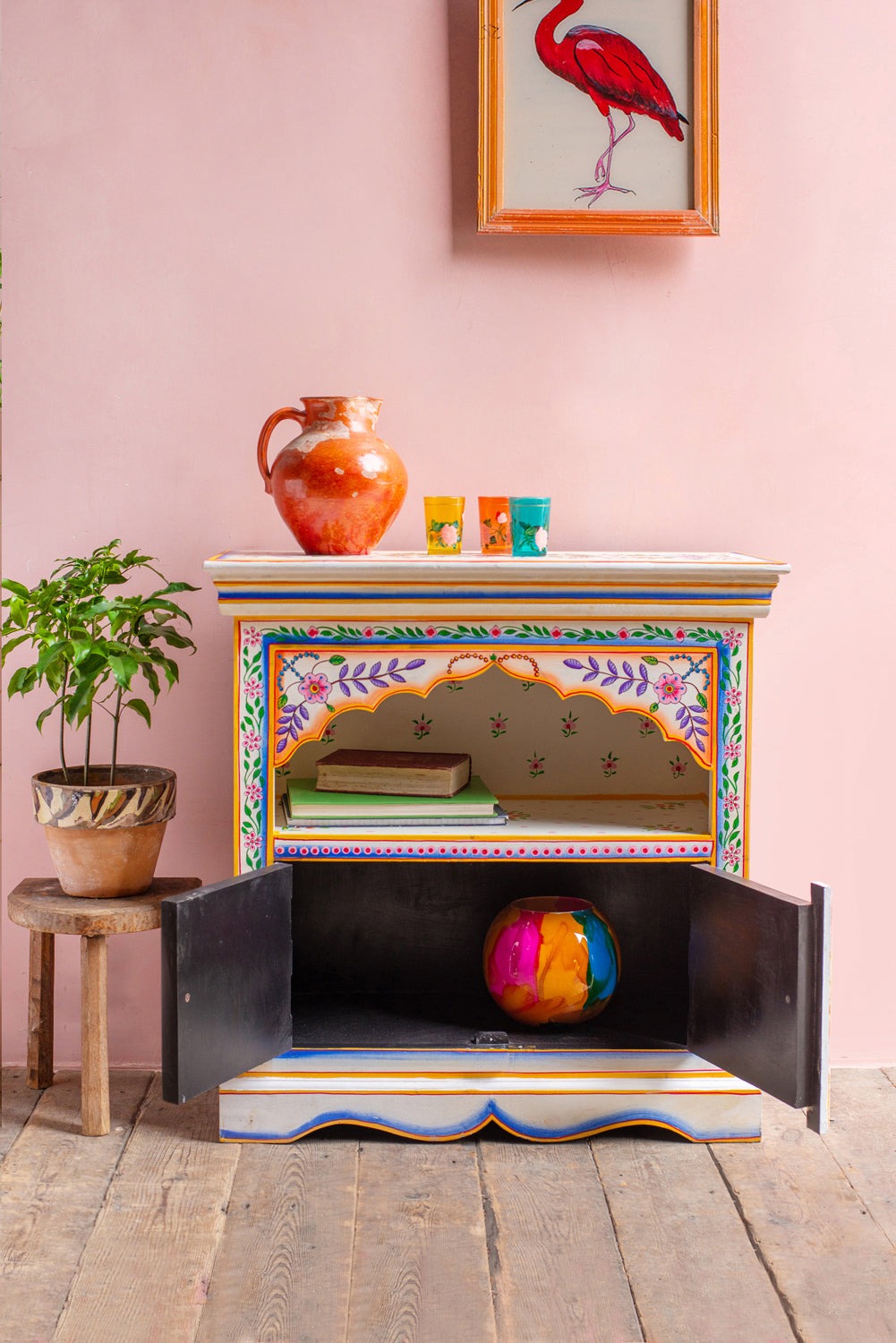 Indian Wooden Handmade Hand Painted Bedside Cabinet / SideBoard Table, Home Decor Table,Bedroom Table, Side Table