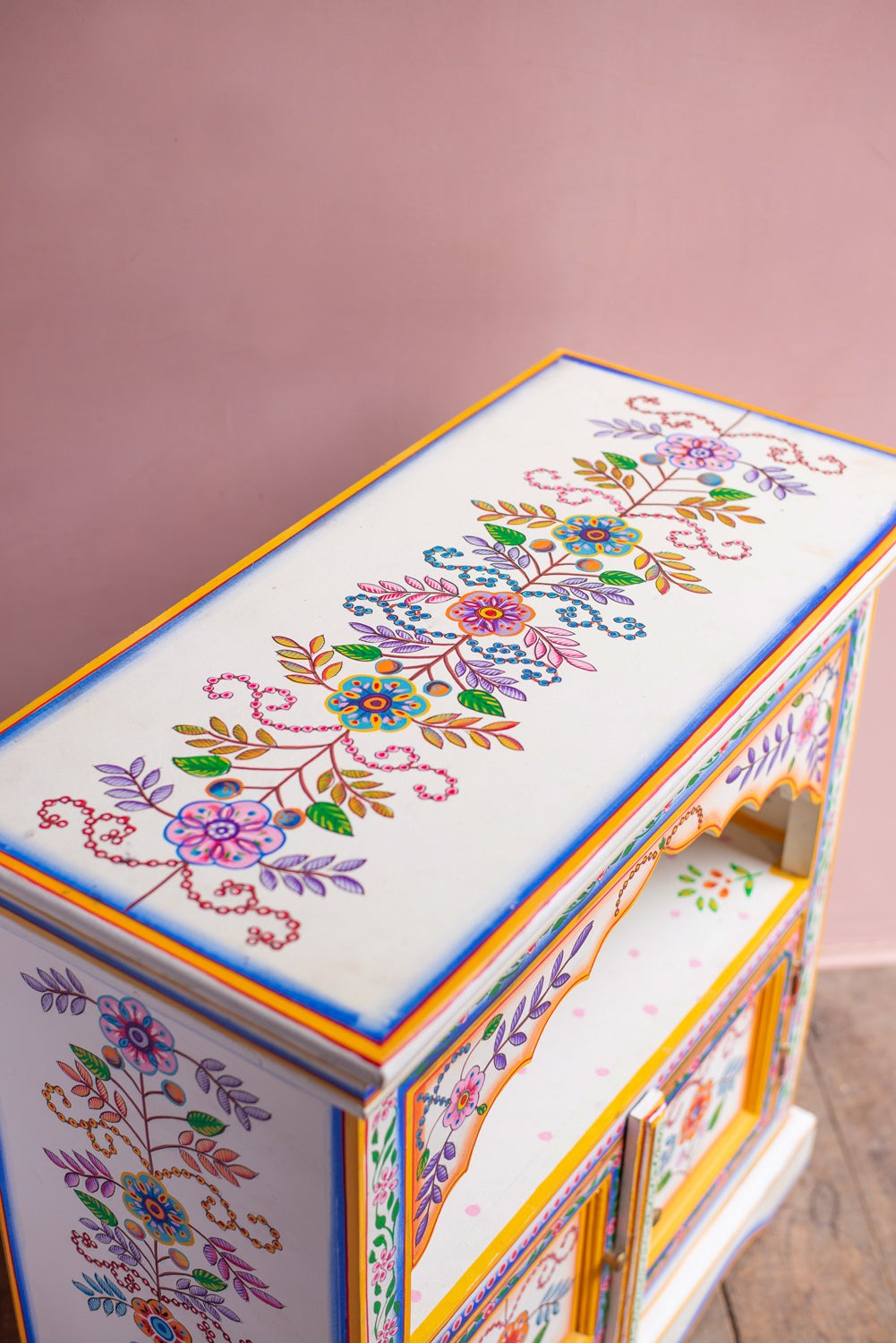 Indian Wooden Handmade Hand Painted Bedside Cabinet / SideBoard Table, Home Decor Table,Bedroom Table, Side Table