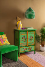 Green Floral Hand Painted Cupboard