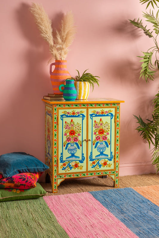 Blue Vases Cream Hand Painted Cupboard