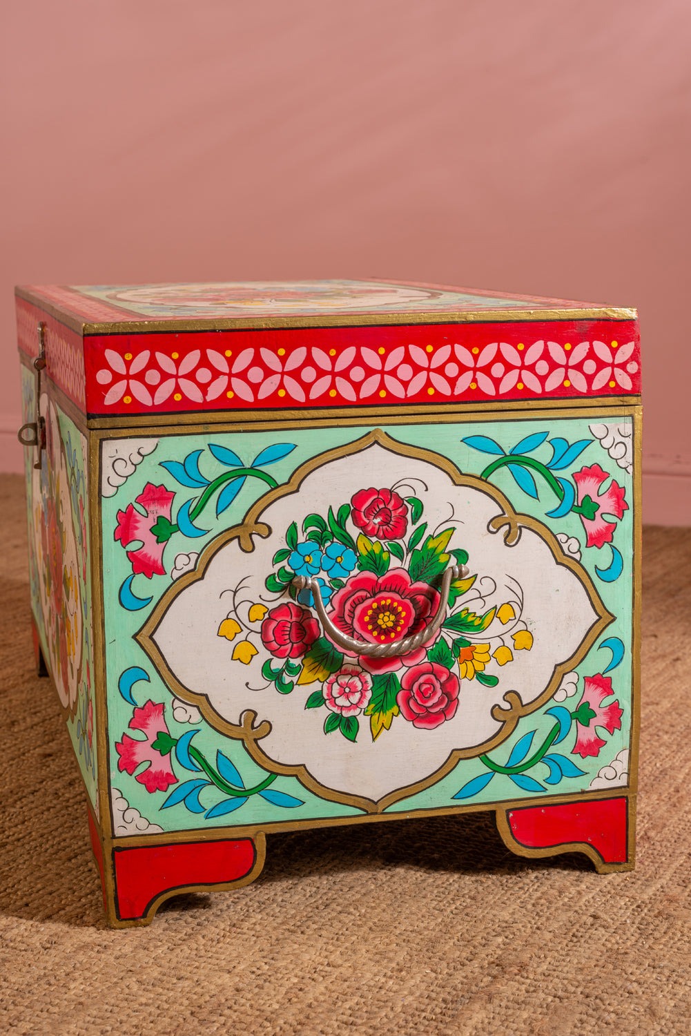 Rose Bouquet Hand Painted Trunk