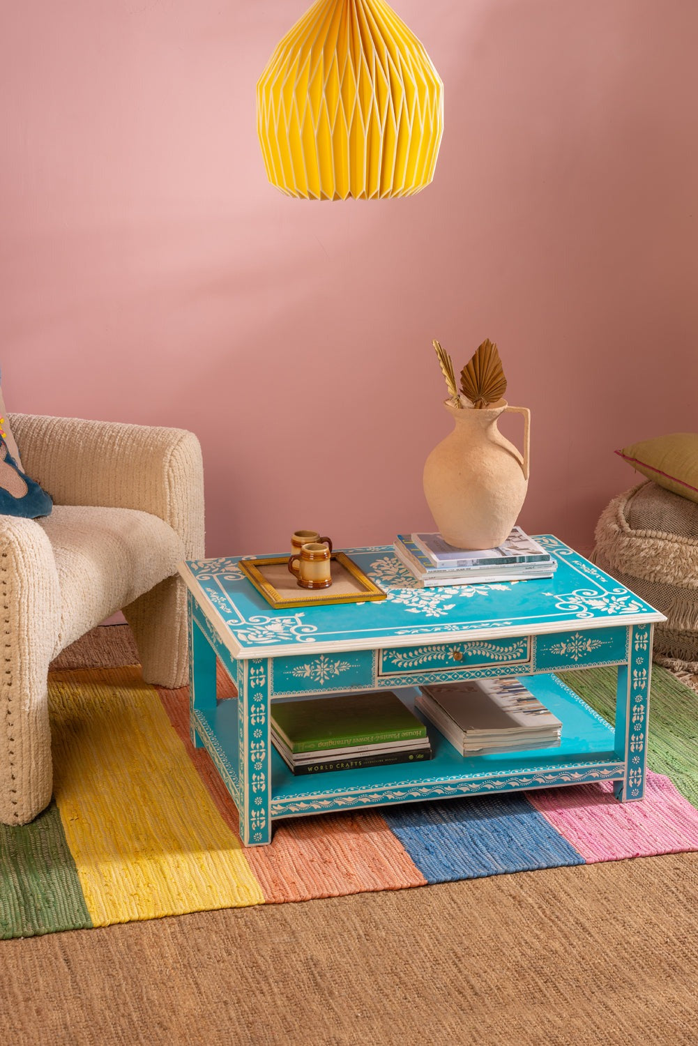 Blue & White Hand Painted Coffee Table