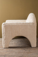 Agata Chenille Upholstered Wooden Arch Chair | living room chairs | lounger | single chairs for living room | lounge chair | chaise lounge chair