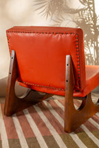 Lounge chair | Living room chair | Margot Orange Upholstered Wooden Chair | relaxing chair | comfortable chairs