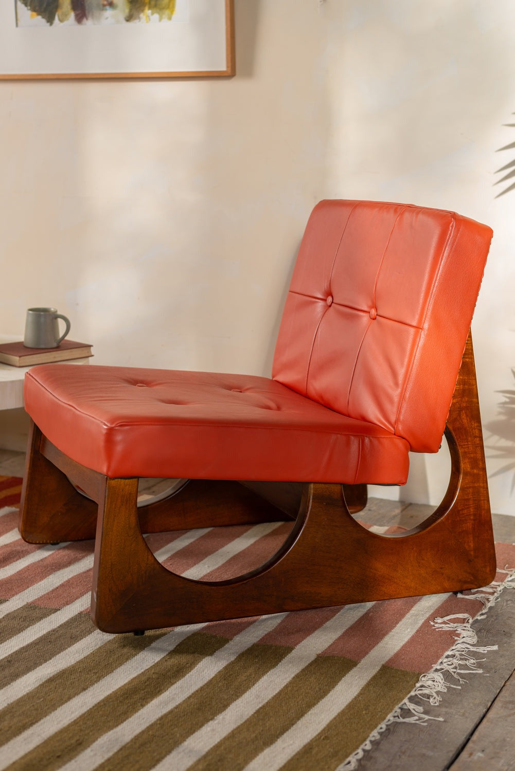 Lounge chair | Living room chair | Margot Orange Upholstered Wooden Chair | relaxing chair | comfortable chairs