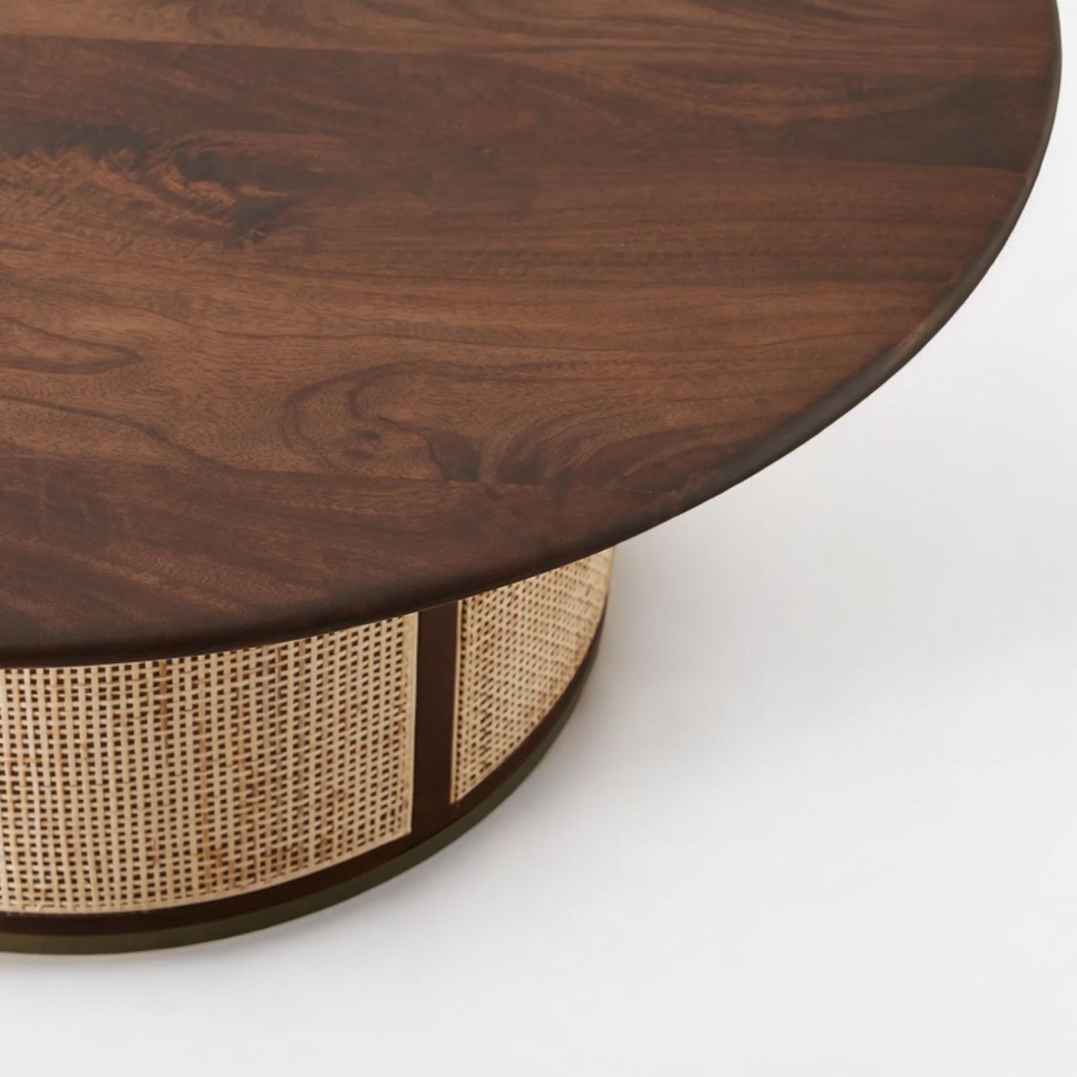 Rattan Coffee Table - Rattan Round Solid Wood Coffee Table