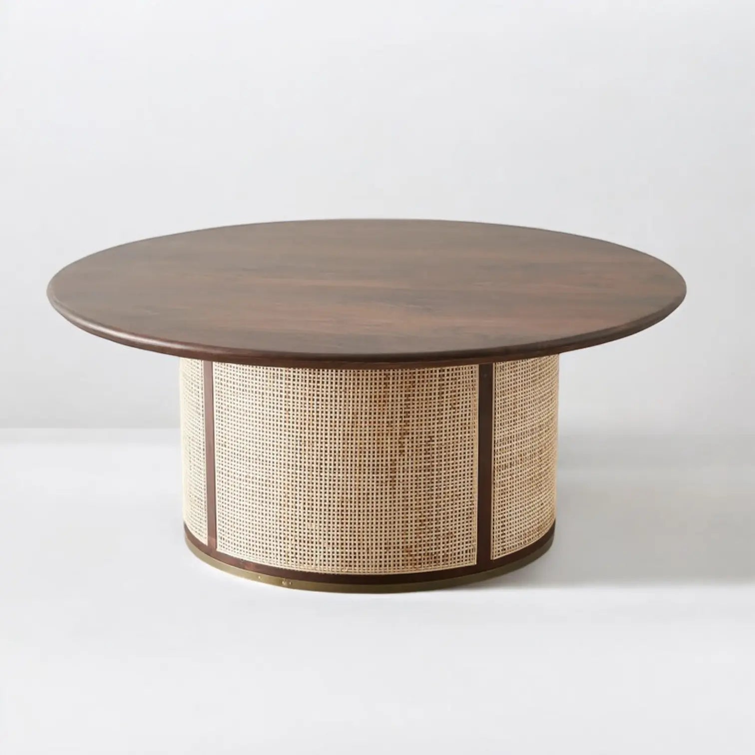 Rattan Coffee Table - Rattan Round Solid Wood Coffee Table coffee table  Artisanal Craft jlhomedecor2021.myshopify.com