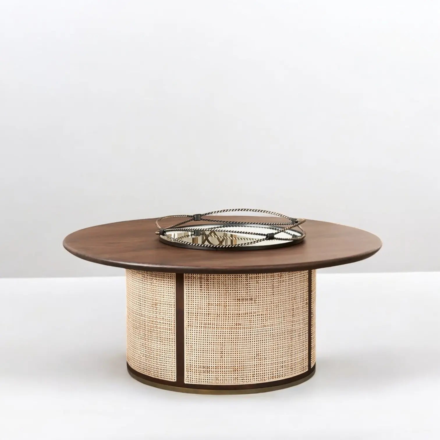 Rattan Coffee Table - Rattan Round Solid Wood Coffee Table coffee table  Artisanal Craft jlhomedecor2021.myshopify.com