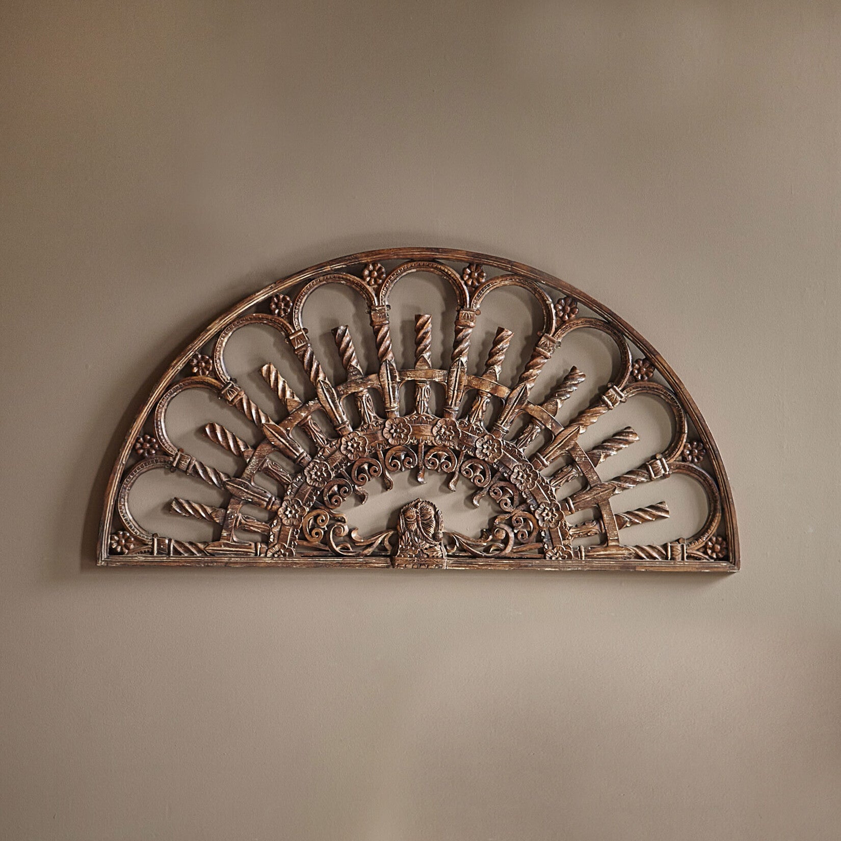 Handmade Mango Wood Carved Panel – Large Antique Wall Decor (183x91cm) | J.L.HOME DECOR