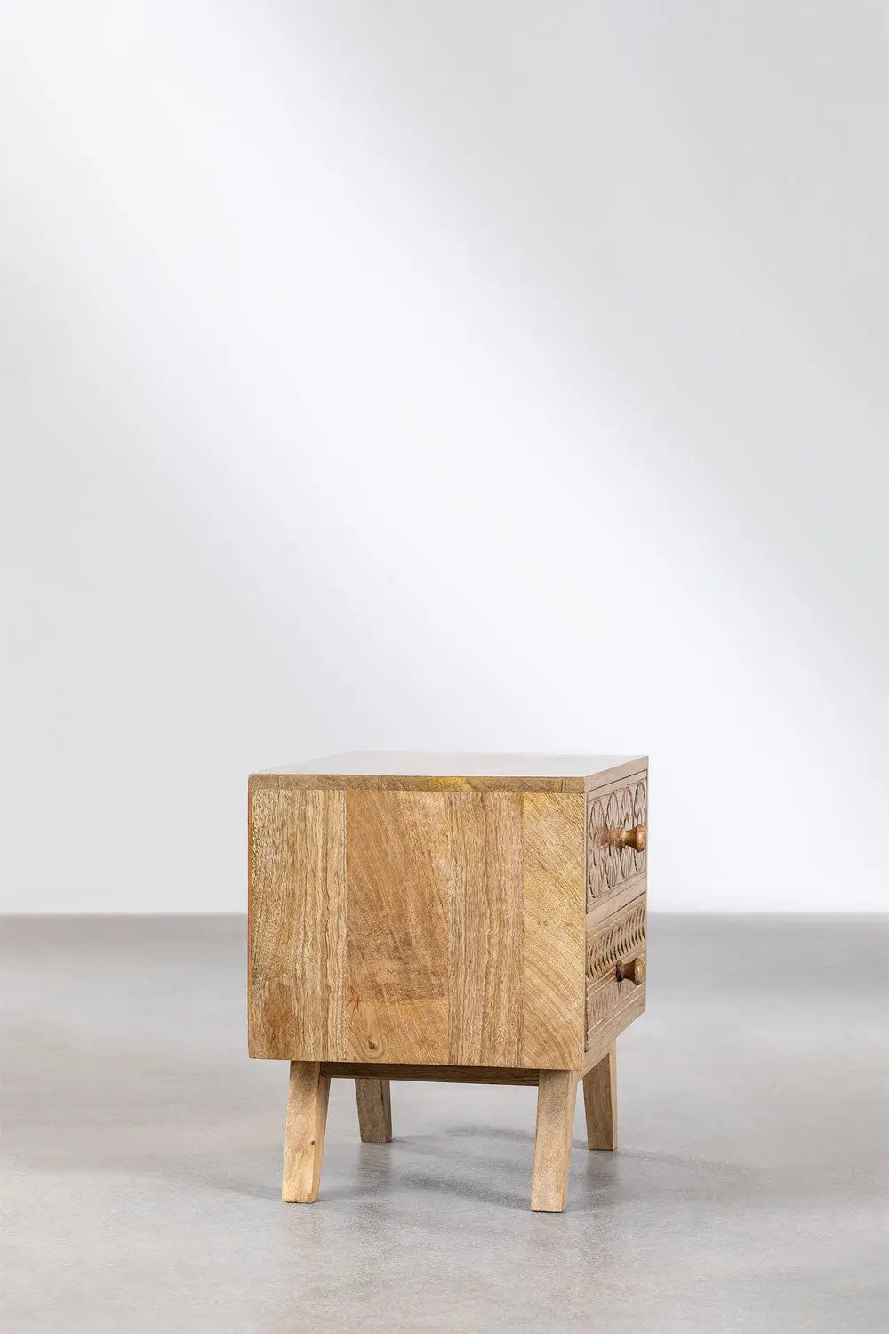 Handmade Indian Handcarved Stylish and Functional Mango Wood Bedside Table with Drawers: Perfect Addition to Your Bedroom Bedside Table Artisan Craftsmanship jlhomedecor2021.myshopify.com
