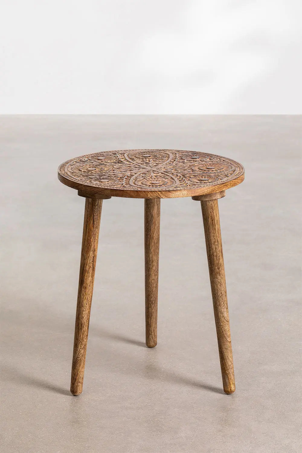 Handmade Nature's Elegance: Handcrafted Round Mango Wood Side Table - A Timeless Accent for Your Home End Table Antique Wooden Furniture jlhomedecor2021.myshopify.com