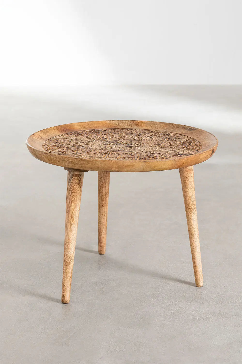 Handmade Nature's Elegance: Handcrafted Round Mango Wood Side Table (40 cm) - A Timeless Accent for Your Home End Table Antique Wooden Furniture jlhomedecor2021.myshopify.com