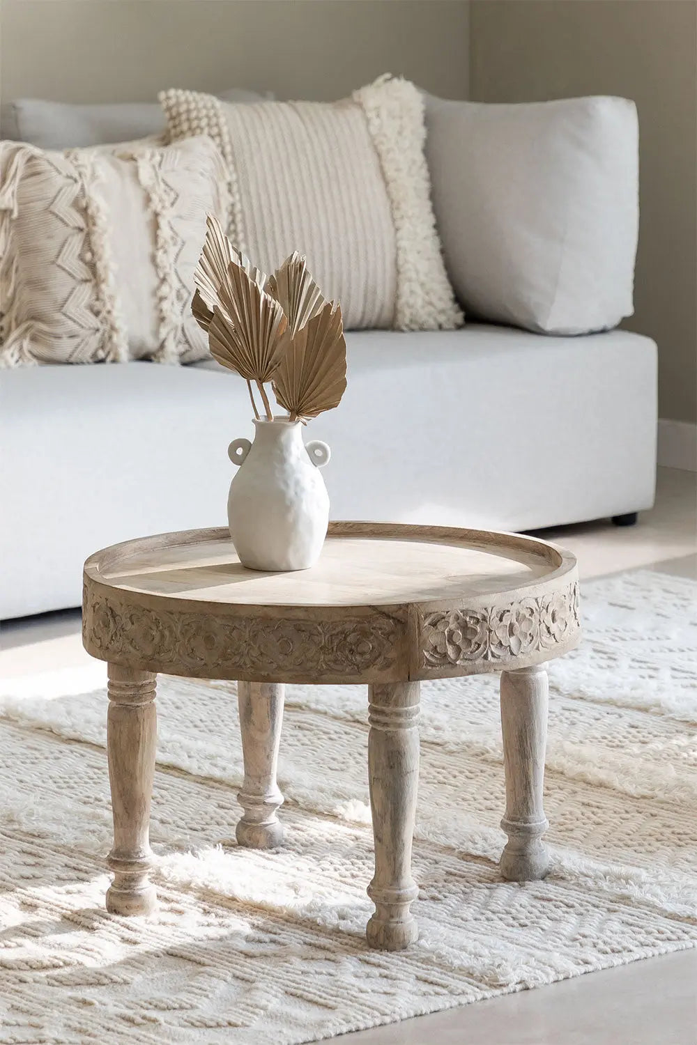Handmade Nature's Elegance: Handcrafted Round Mango Wood Side Table / Centre Table - A Timeless Accent for Your Home Coffee Table Industrial 120cm coffee table jlhomedecor2021.myshopify.com