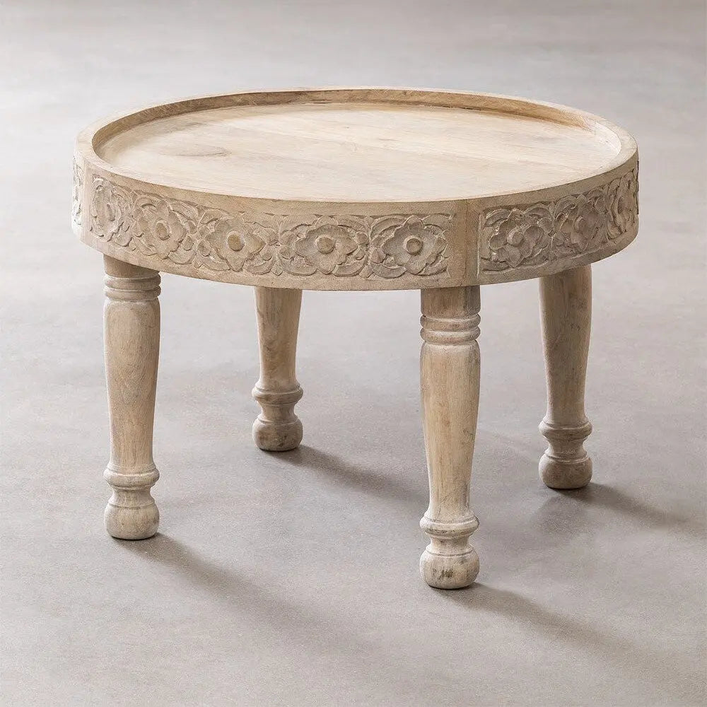 Handmade Nature's Elegance: Handcrafted Round Mango Wood Side Table / Centre Table - A Timeless Accent for Your Home Coffee Table Industrial 120cm coffee table jlhomedecor2021.myshopify.com