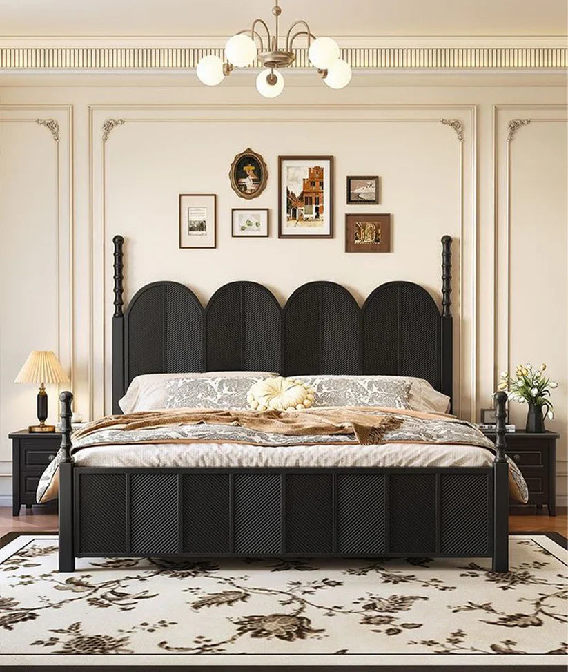 Olympus Bed Mango Wood Matte Black Queen/King/Cal King