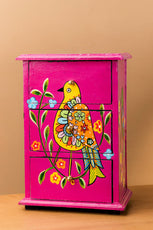 Pink Bird Hand Painted Wooden Chest with 3 Drawers