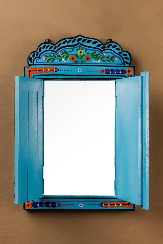 Blue Hand Painted Window Mirror