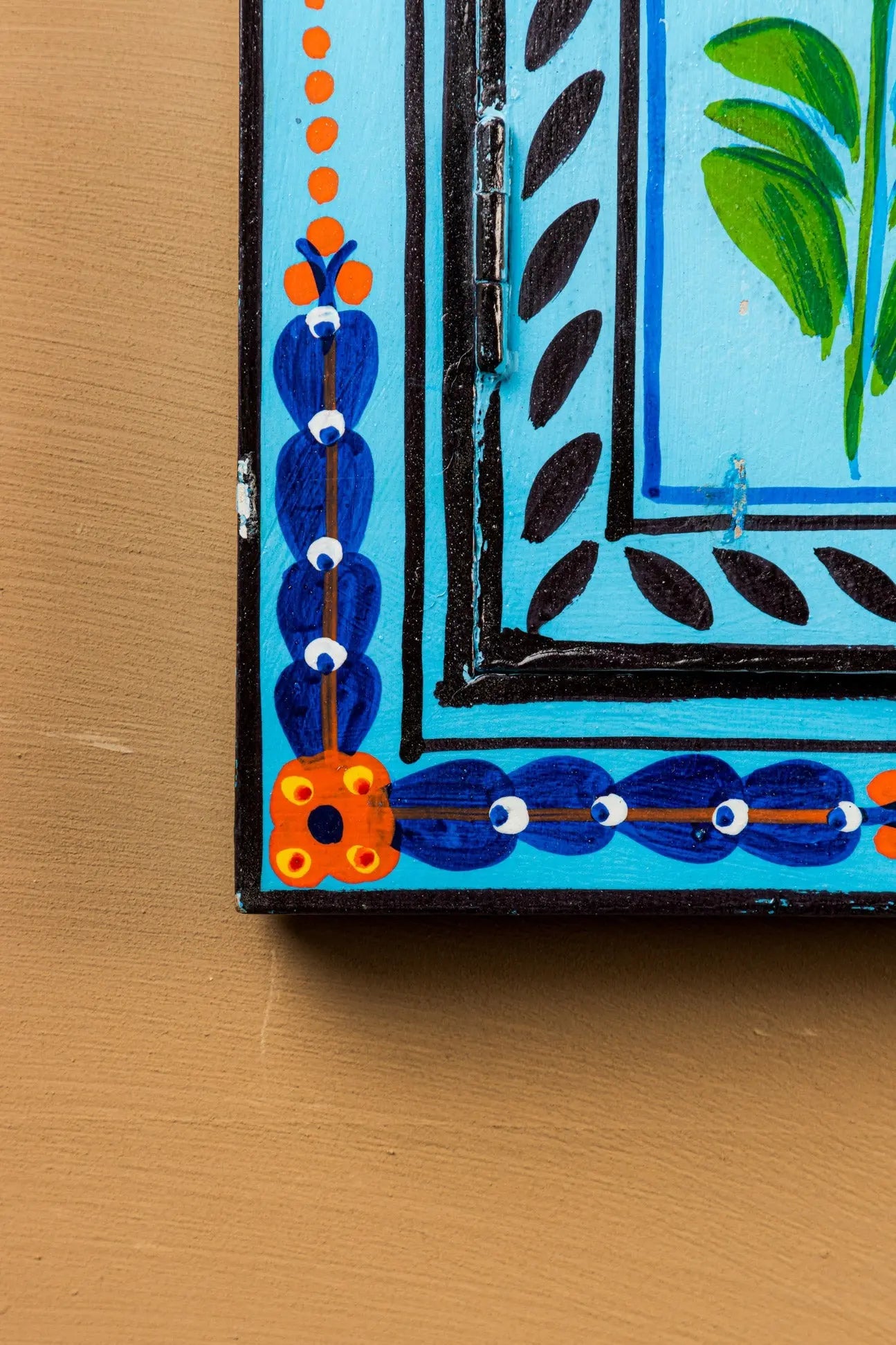 Blue Hand Painted Window Mirror Mirror  Artistic Flourish jlhomedecor2021.myshopify.com