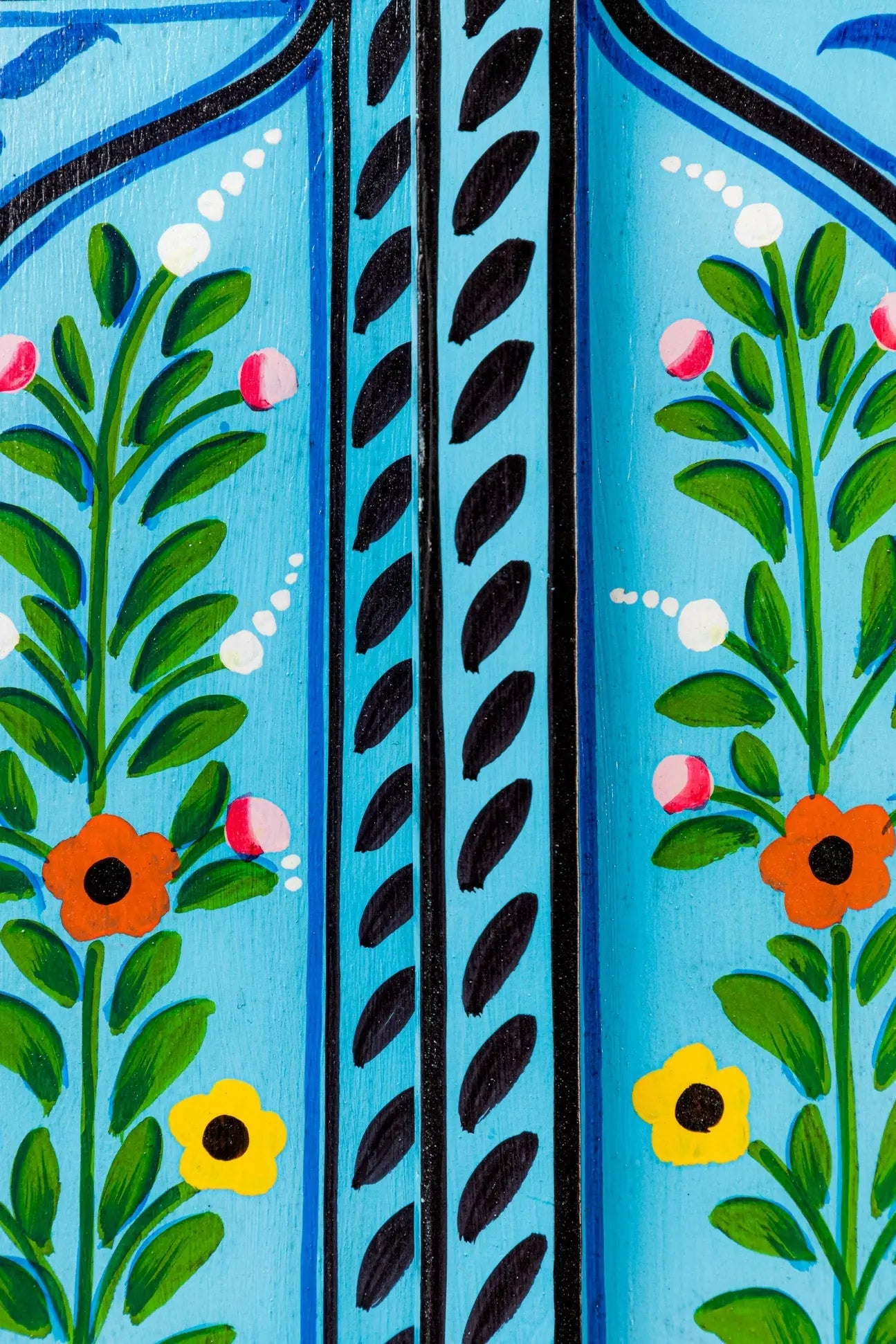 Blue Hand Painted Window Mirror Mirror  Artistic Flourish jlhomedecor2021.myshopify.com