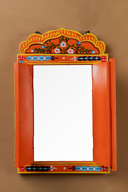 Orange Hand Painted Window Mirror